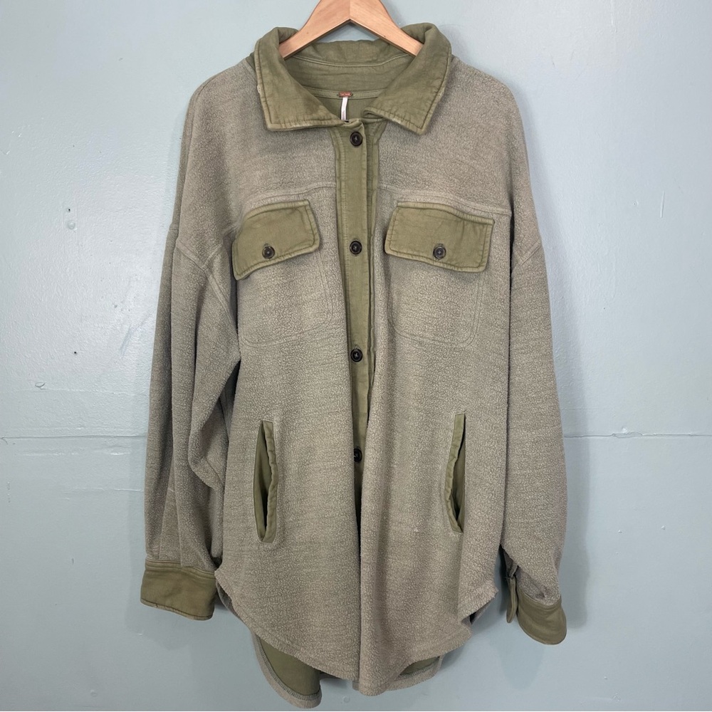 Free People Ruby Shirt Jacket In Jaded Green Button Down Women’s Size Large - Picture 3 of 12